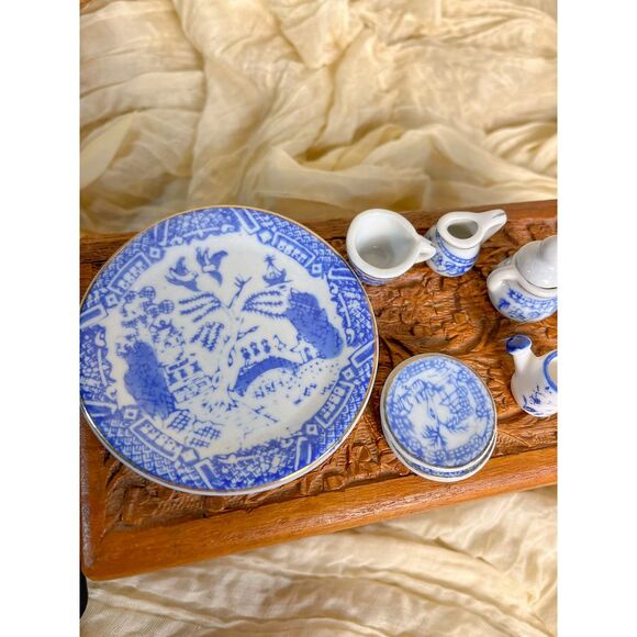 charming mini blue willow style tea ware set - Picture 3 of 3